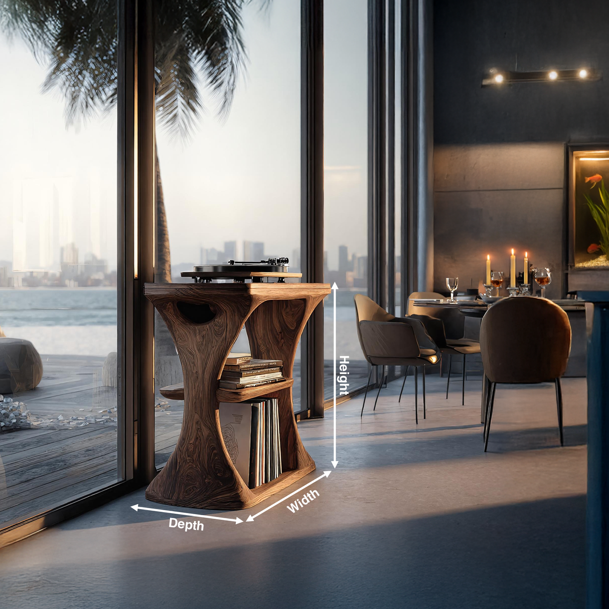 Mid Century Wood Vinyl Cabinet For Livingroom Decor