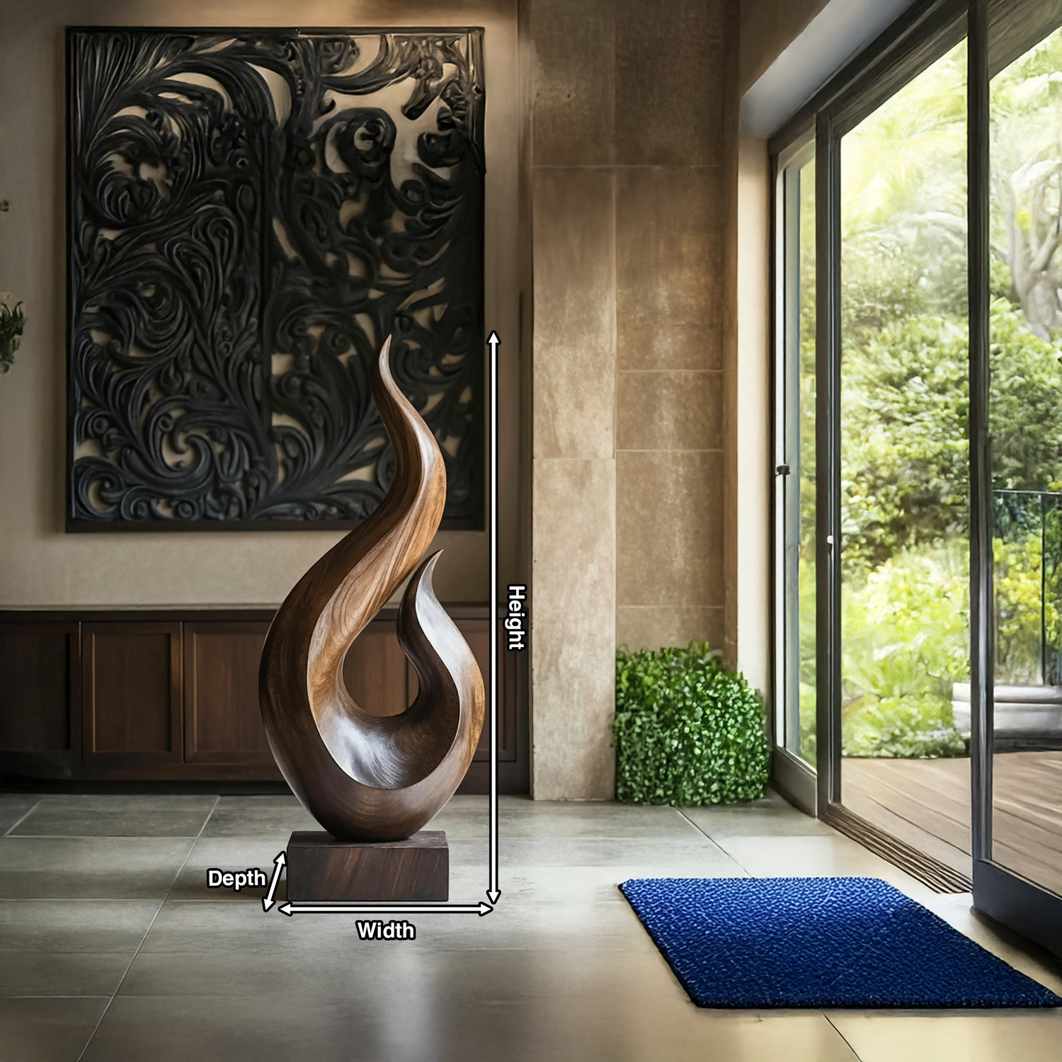 Handcrafted Abstract Wood Statue For Home Accent