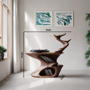 Rustic Live Edge Record Stand For Entryway