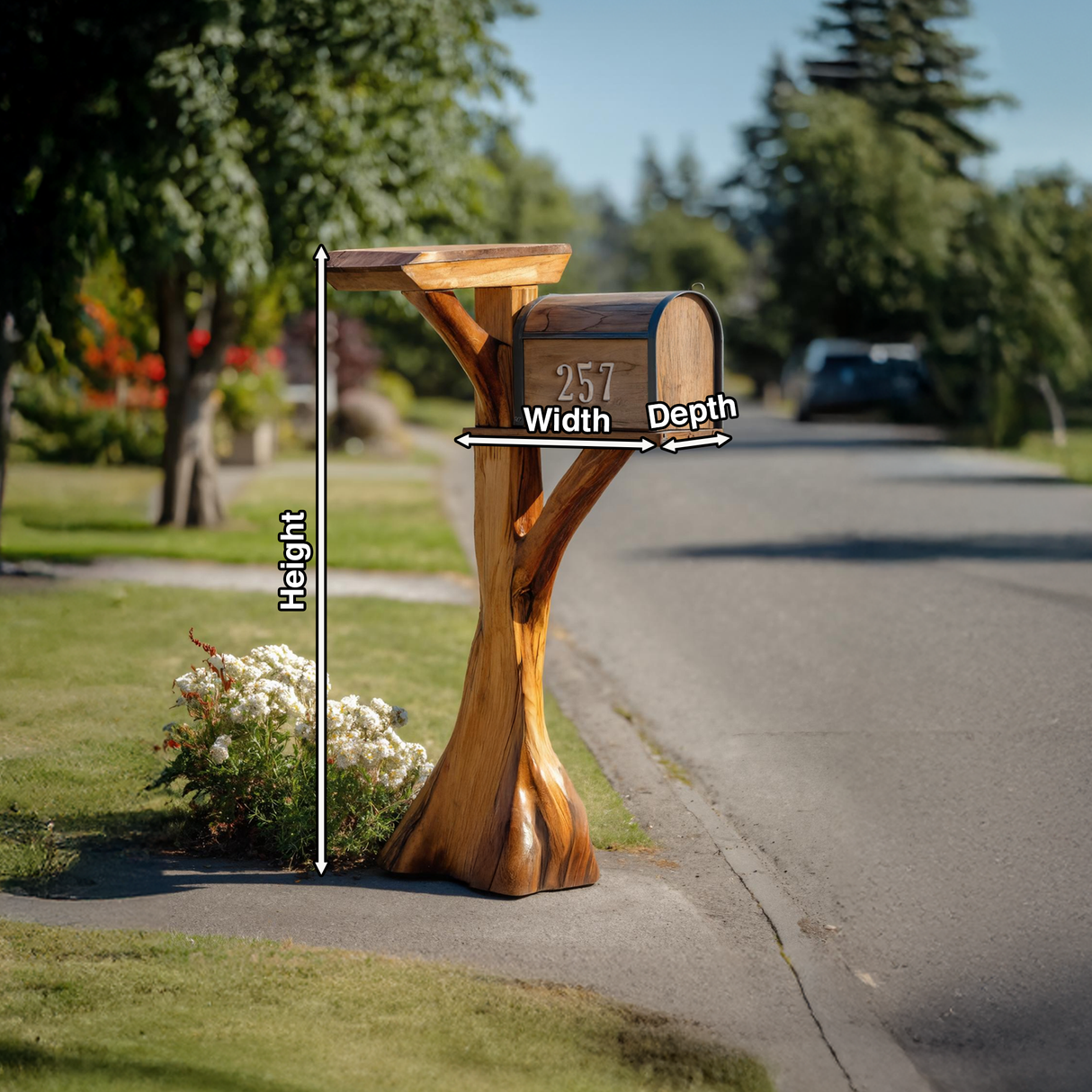 Modern Wooden Sculpture Mailbox For Garden Patio Furniture Design