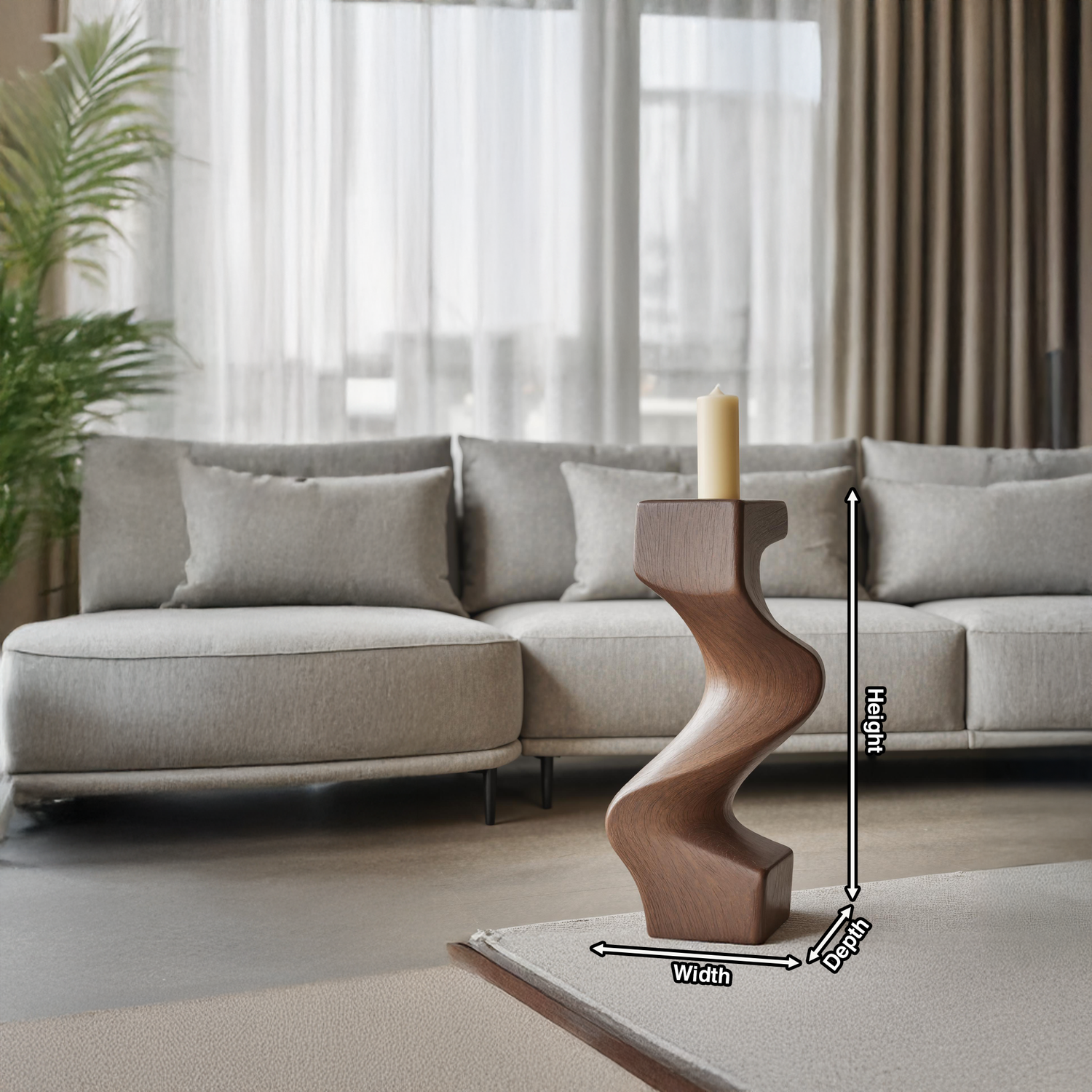 Mid Century Wooden Abstract Sculpture For Furniture Decor