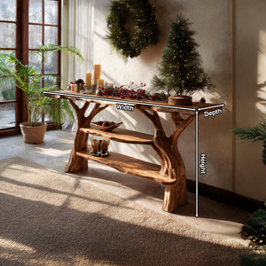 Rustic Handcrafted Wooden Console Table For Christmas Entryway Decor