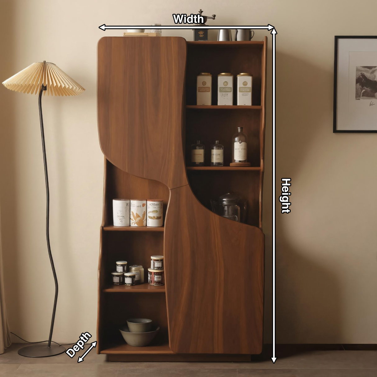 Modern Sculptural Cabinet With Curved Doors For Kitchen And Living Room