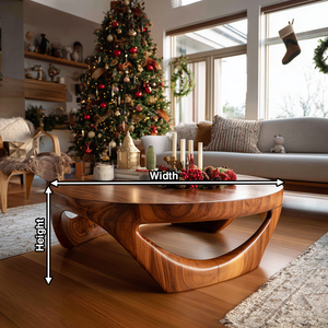 Mid Century Solid Wood Low Coffee Table For Holiday Entryway Decor