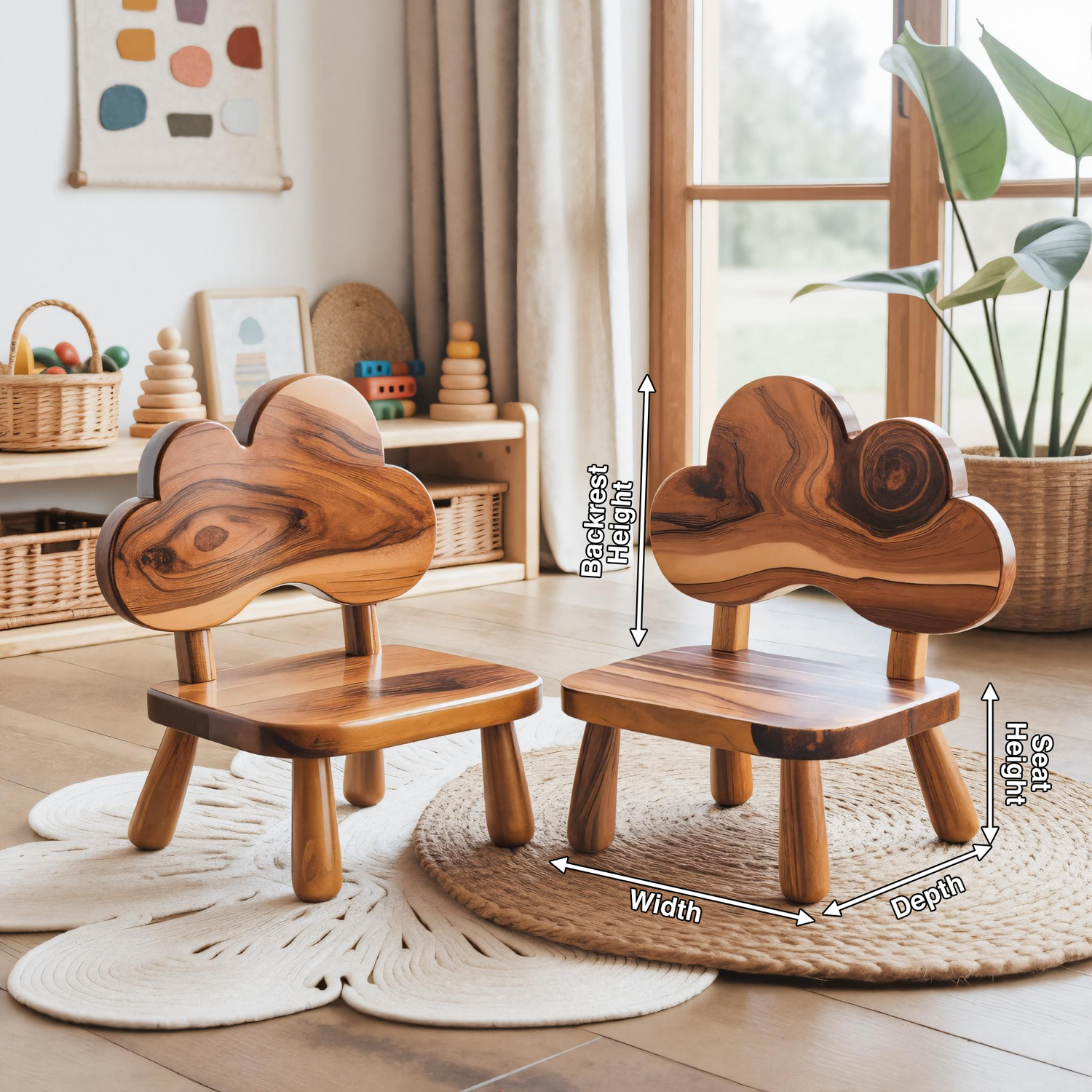 Whimsical Cloud Shaped Kids Chair For Montessori Nursery Or Playroom