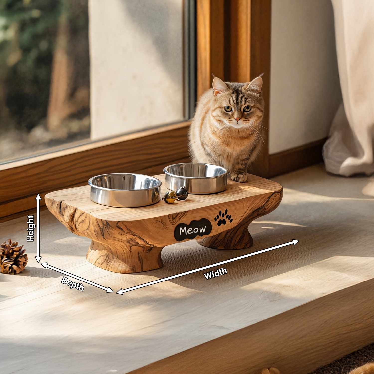 Rustic Dog Bowl Stand For Feeding In Kitchen Area