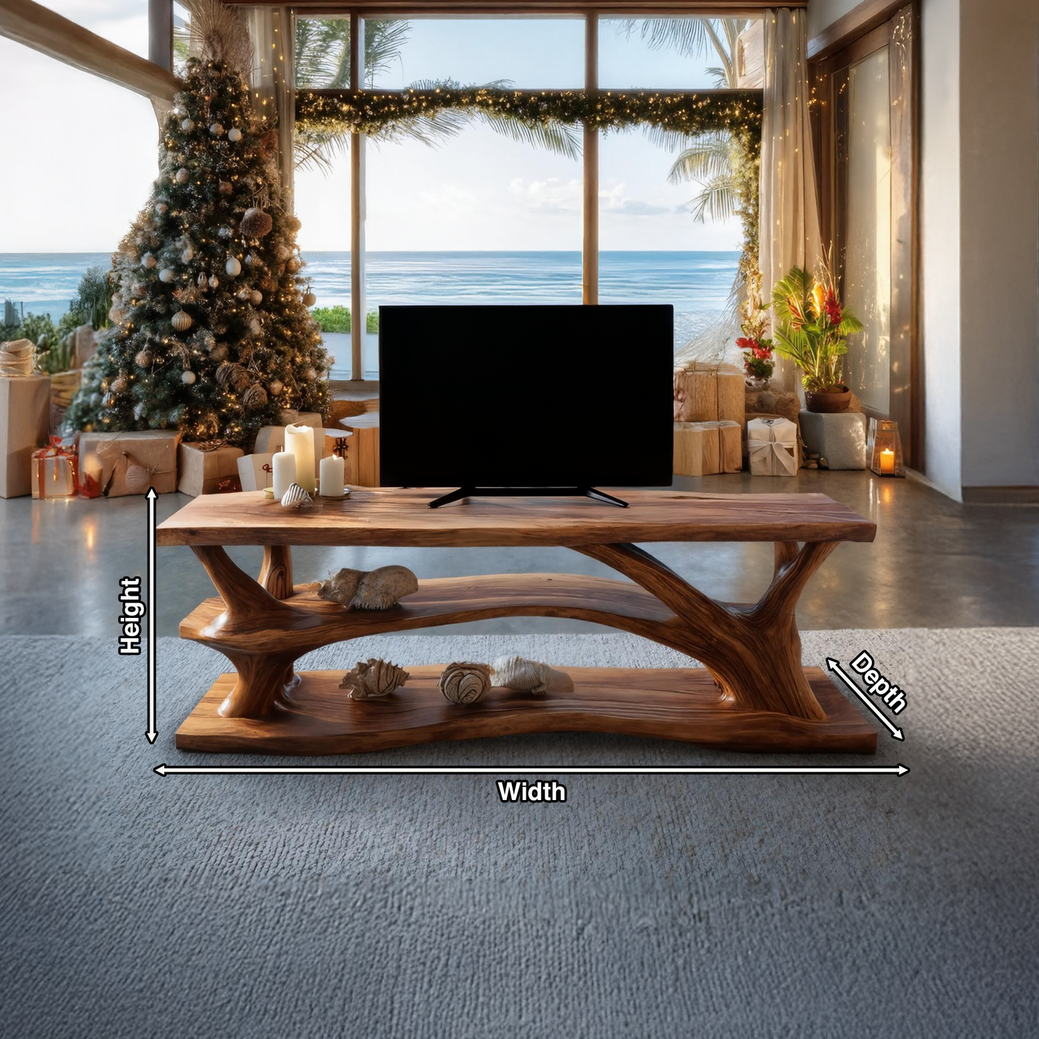 Modern Solid Wood TV Console For Winter Home Decoration