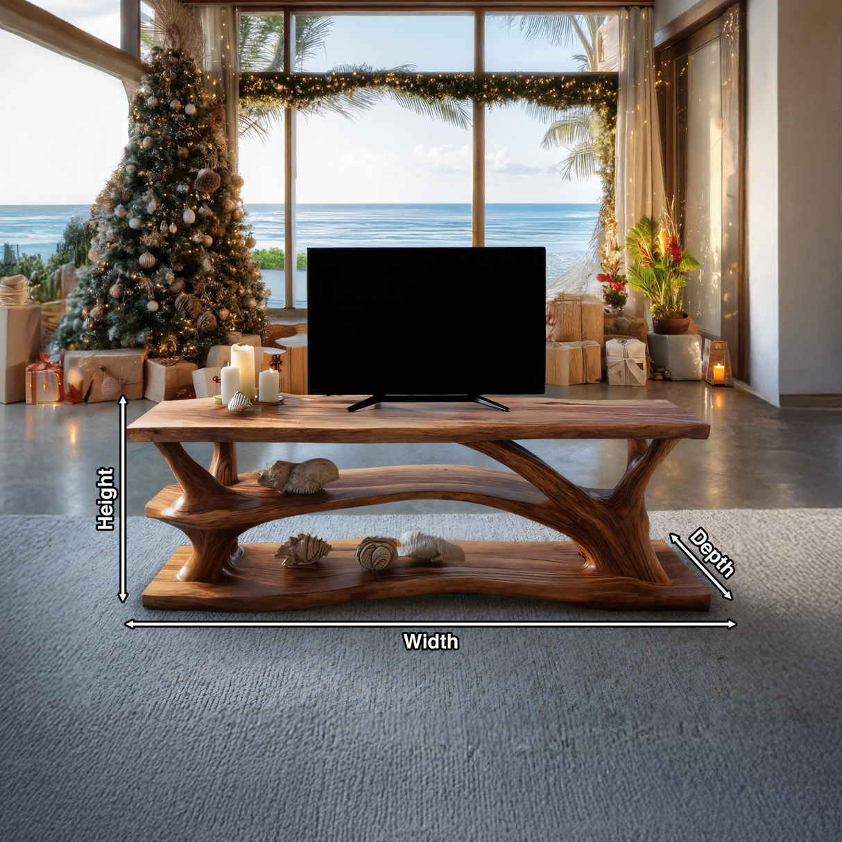 Modern Solid Wood TV Console For Winter Home Decoration