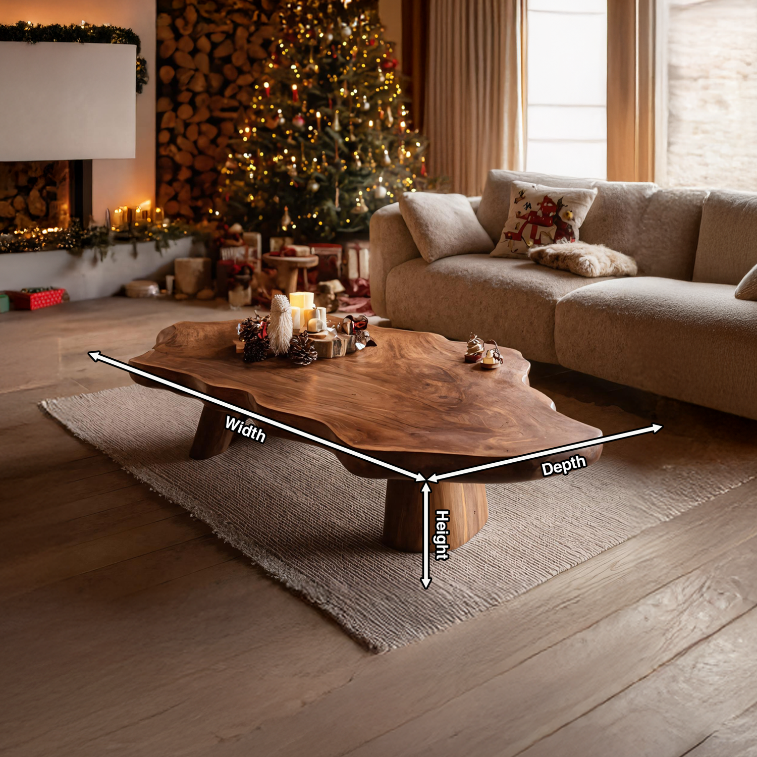 Mid Century Rustic Live Edge Coffee Table For Holiday Furniture