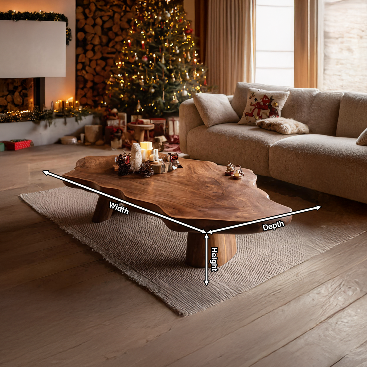 Mid Century Rustic Live Edge Coffee Table For Holiday Furniture