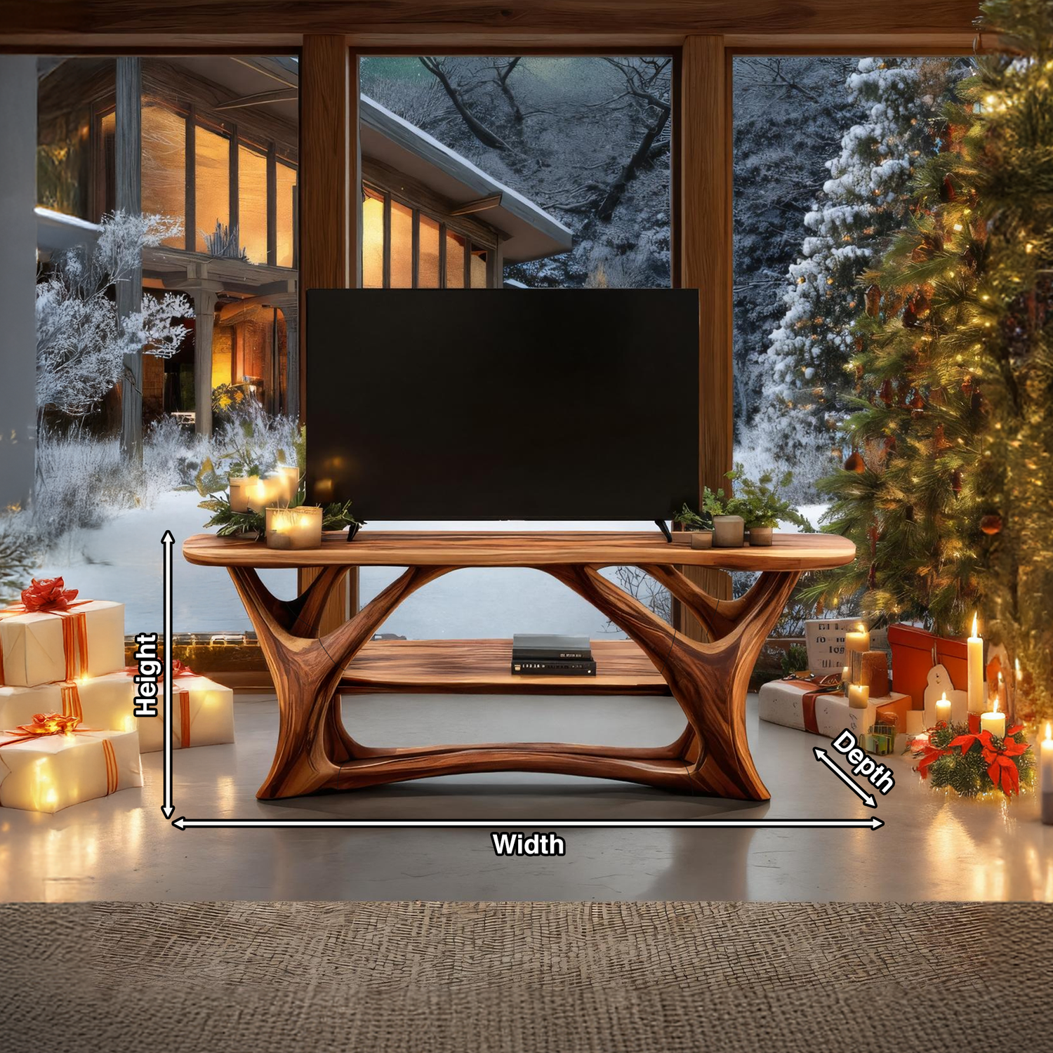 Farmhouse Live Edge TV Stand For Festive Living Room Decor