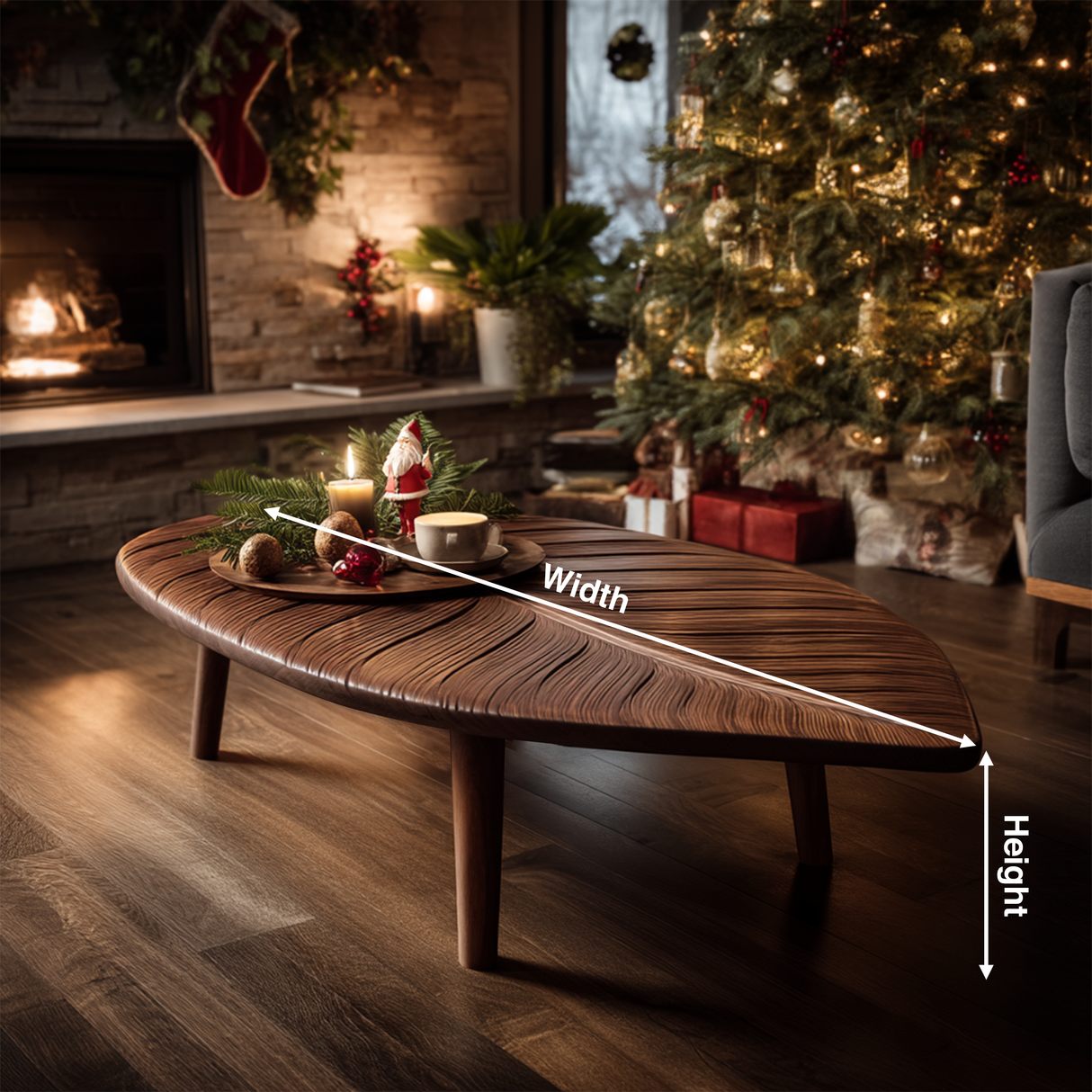 Mid Century Wooden Coffee Table For Christmas Living Room Decor