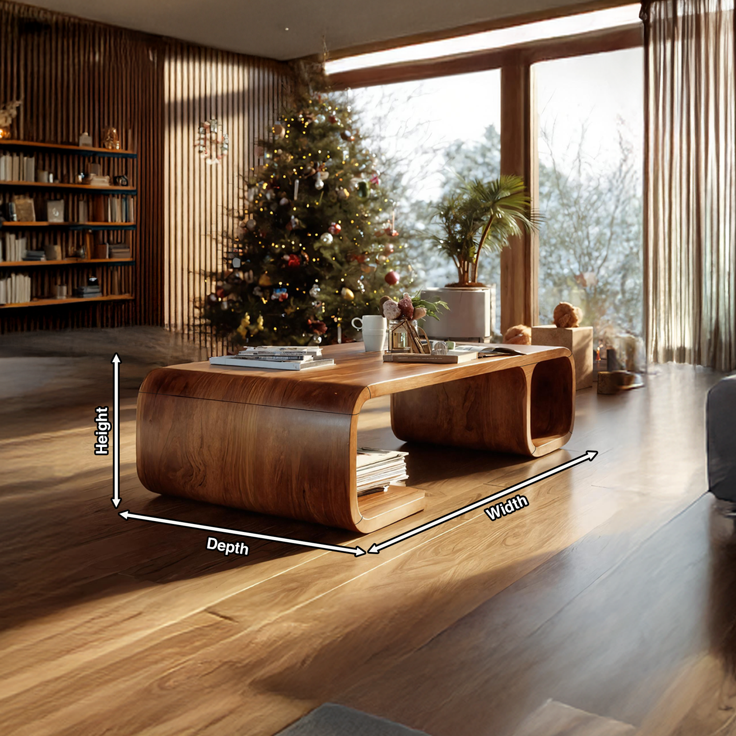 Modern Wooden Live Edge Coffee Table For Christmas Furniture Style