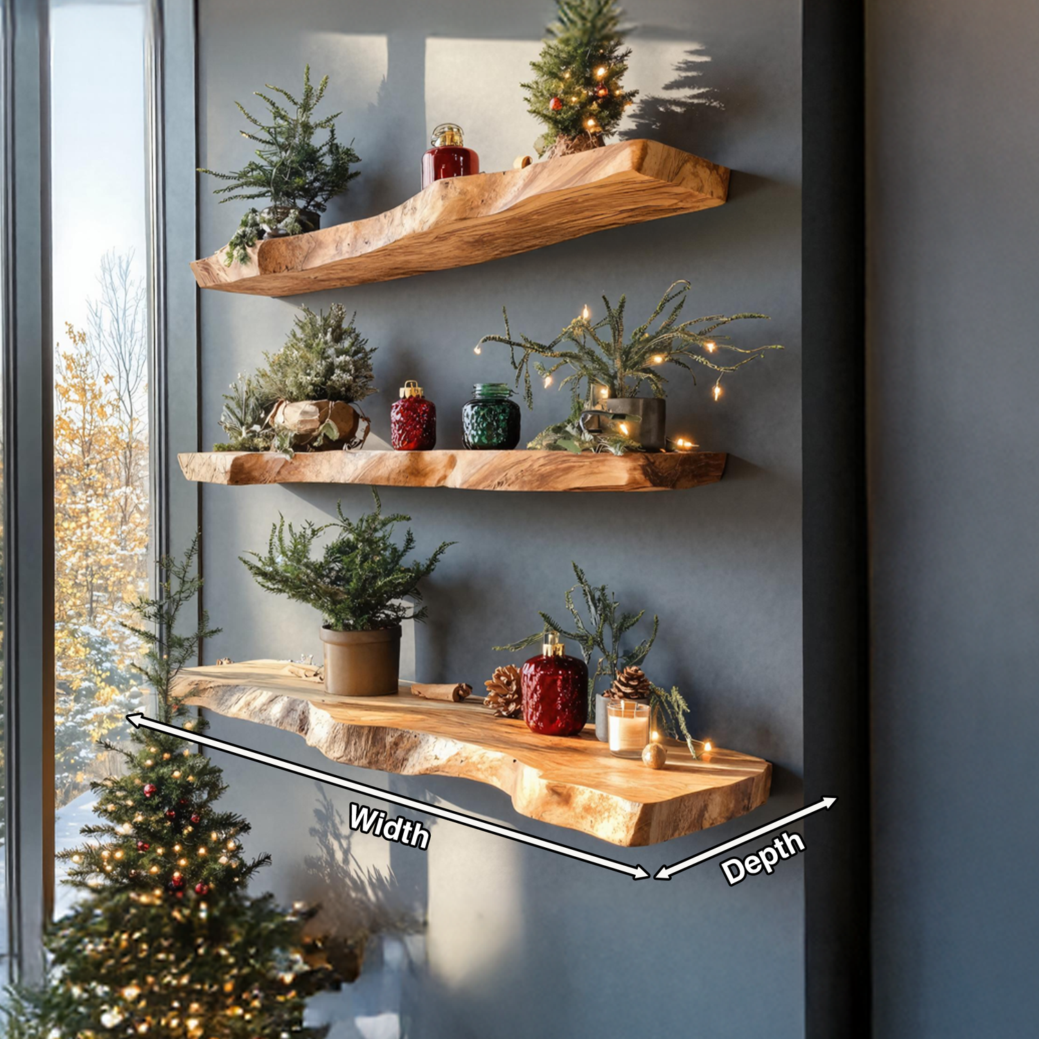 Handcrafted Wooden Floating Shelf For Entryway Christmas Design