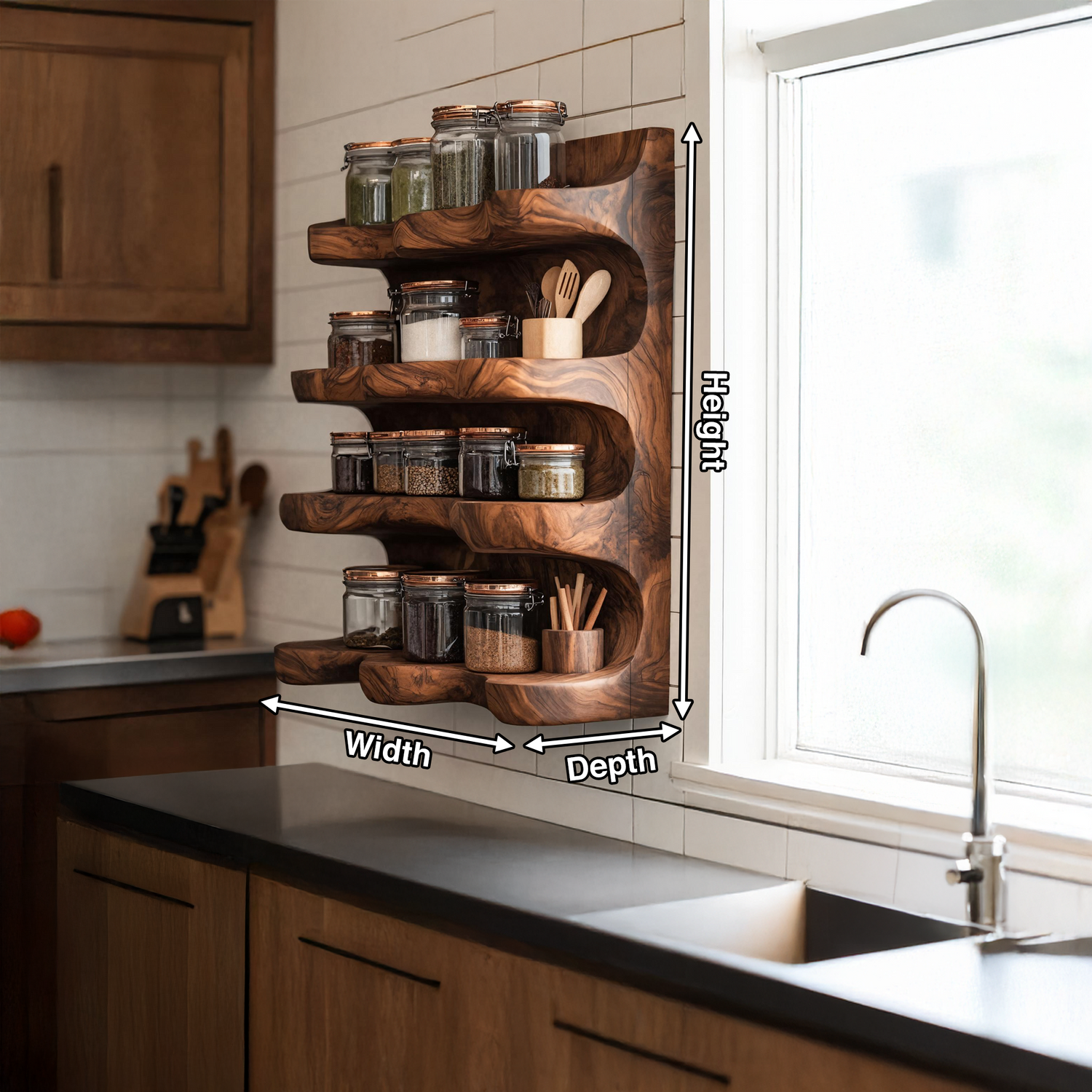 Handmade Spice Storage Rack Farmhouse Style For Kitchen
