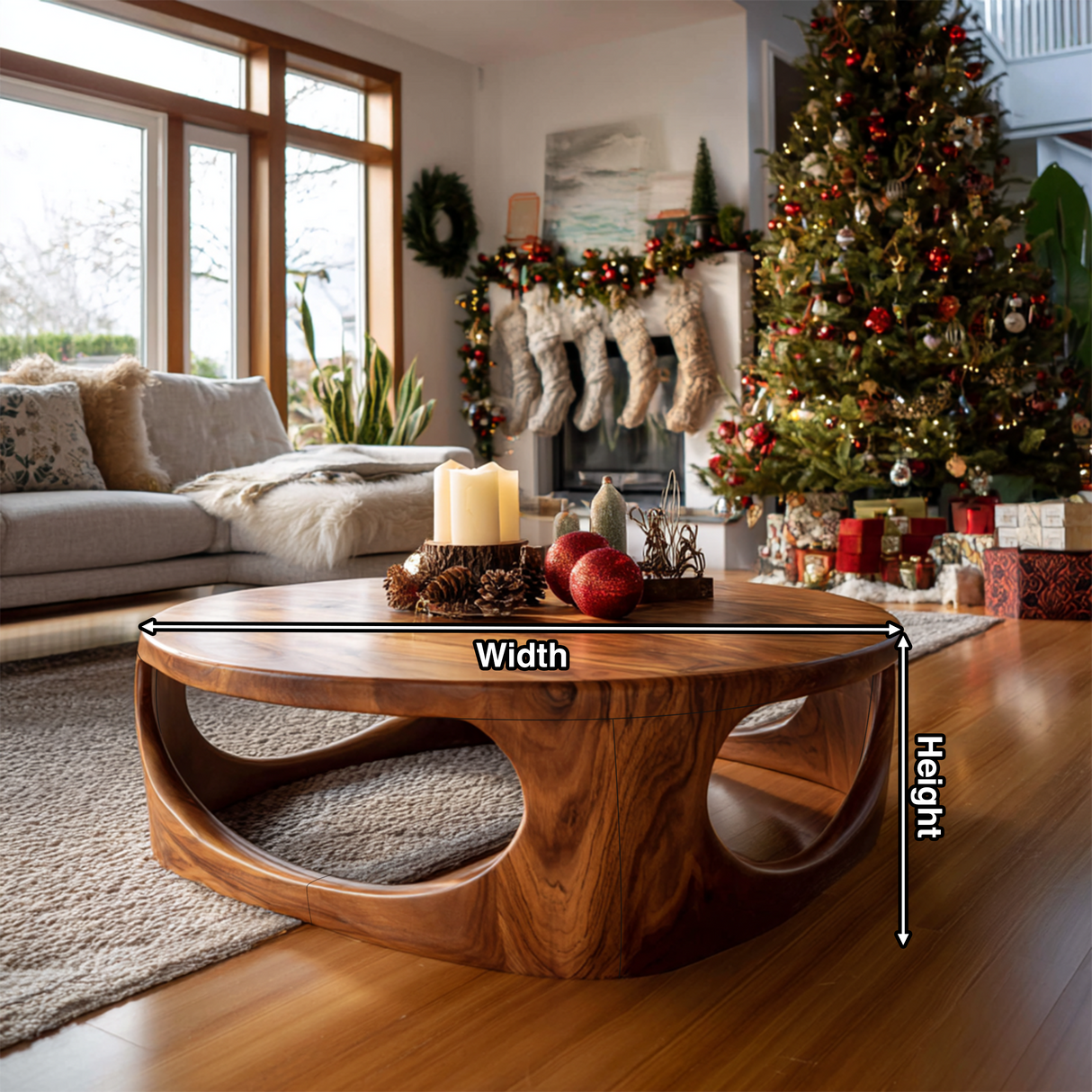 Handcrafted Wooden Coffee Table For Living Room Christmas Setup