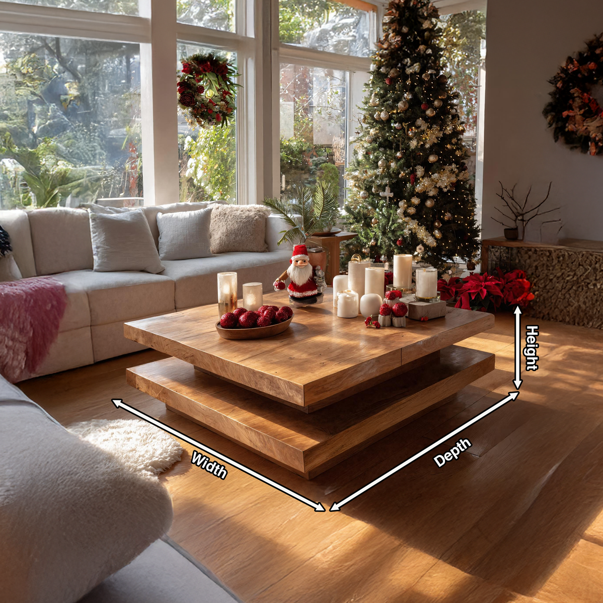 Mid Century Modern Coffee Table Solid Wood For Christmas Style