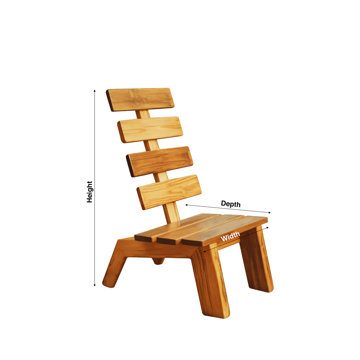 Modern Slatted Wood Outdoor Lounge Chair For Garden Or Patio