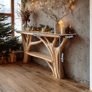 Farmhouse Live Edge Console Table For Holiday Living Room Accent
