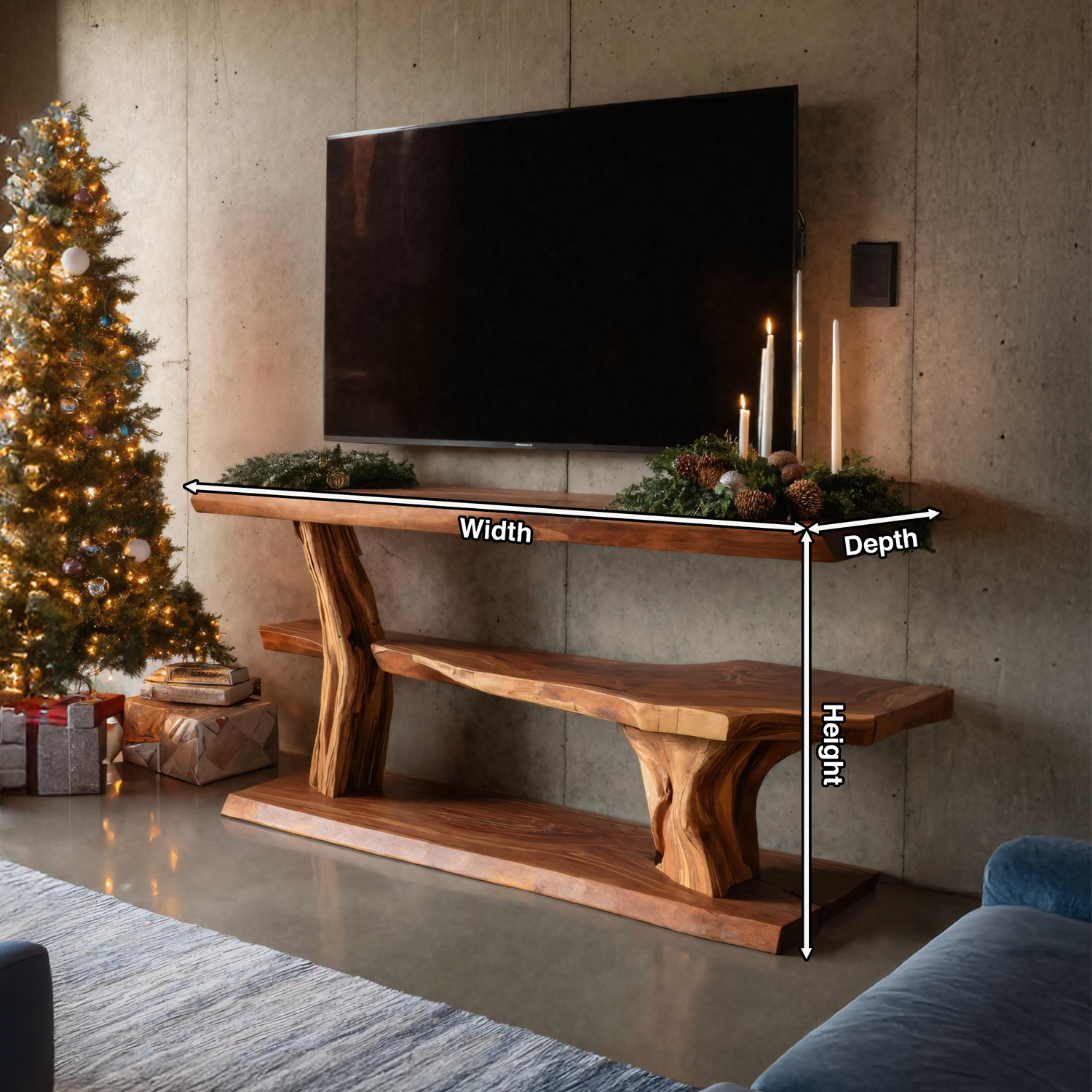 Modern Solid Wood TV Console For Christmas Living Room Decor
