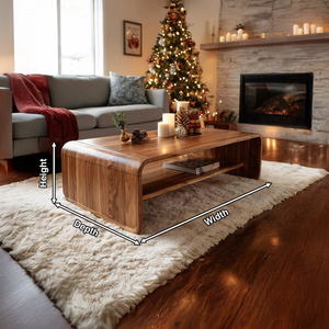 Mid Century Handcrafted Wooden Coffee Table For Christmas Entryway