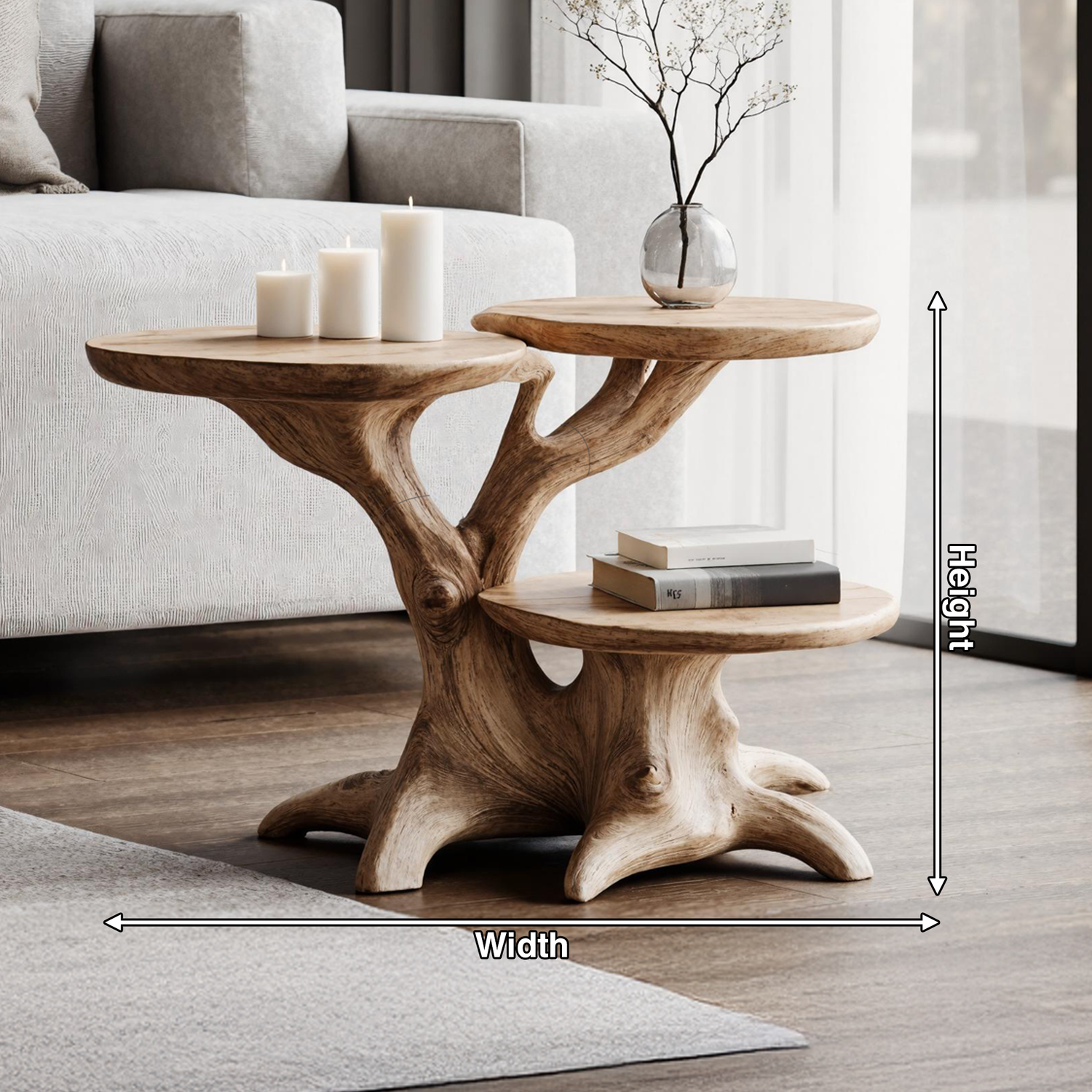 Handcrafted Live Edge End Table For Living Room