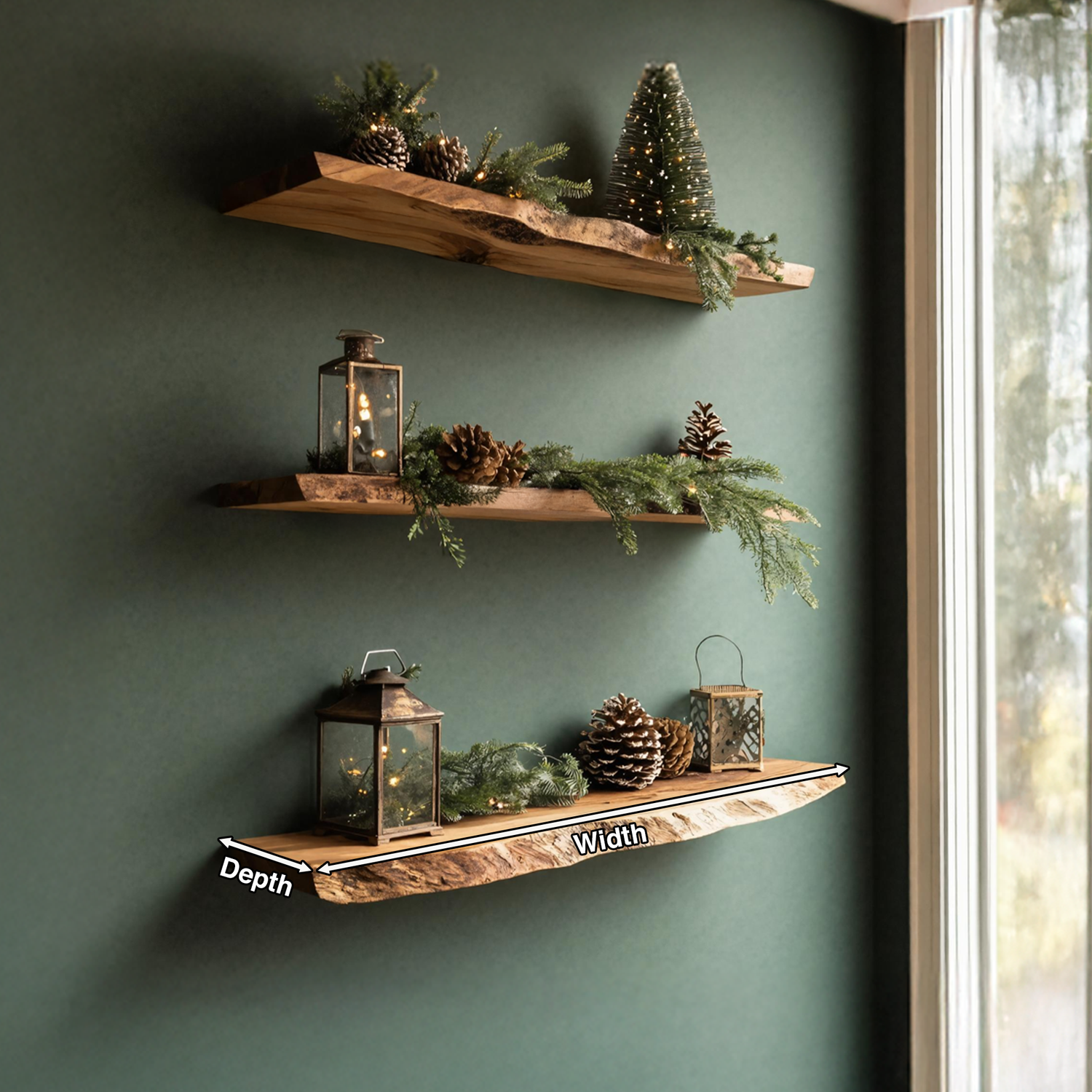Handcrafted Solid Wood Floating Shelf For Festive Entryway Design