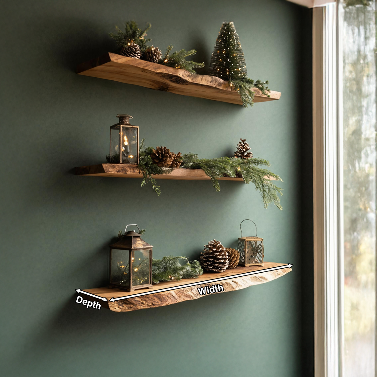 Handcrafted Solid Wood Floating Shelf For Festive Entryway Design