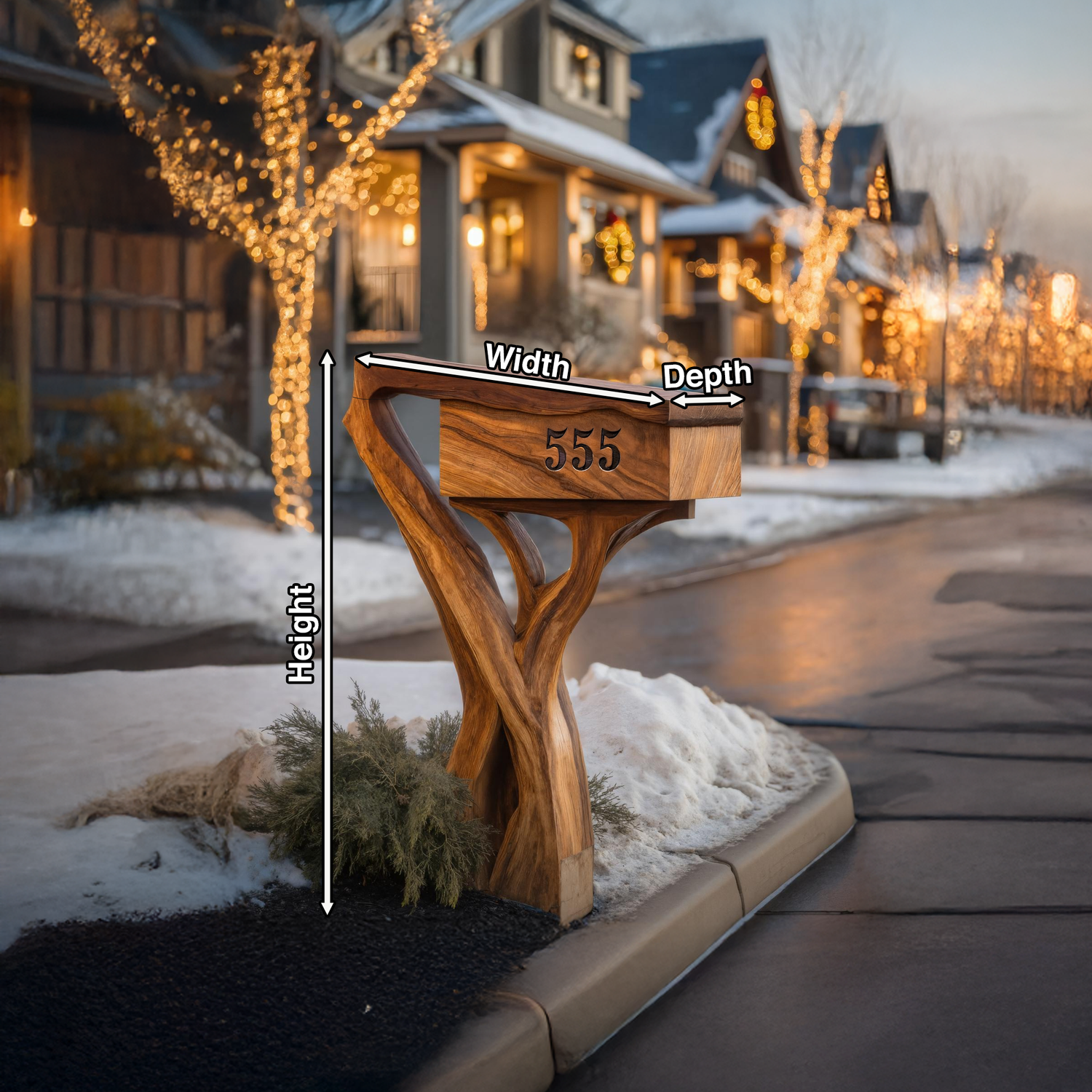 Farmhouse Wooden Sculpture Mailbox For Garden Patio Rustic Decor