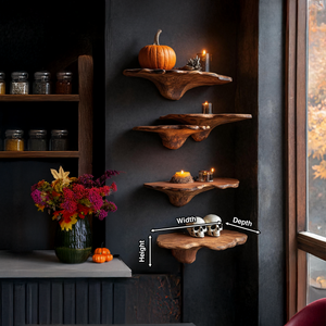 Farmhouse Live Edge Mushroom Shelf For Halloween Bedroom Decor