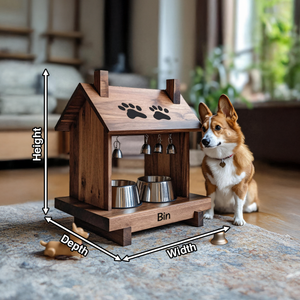 Farmhouse Style Dog Food Bowl Stand For Kitchen