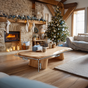 Mid Century Wooden Live Edge Coffee Table For Holiday Entryway Use