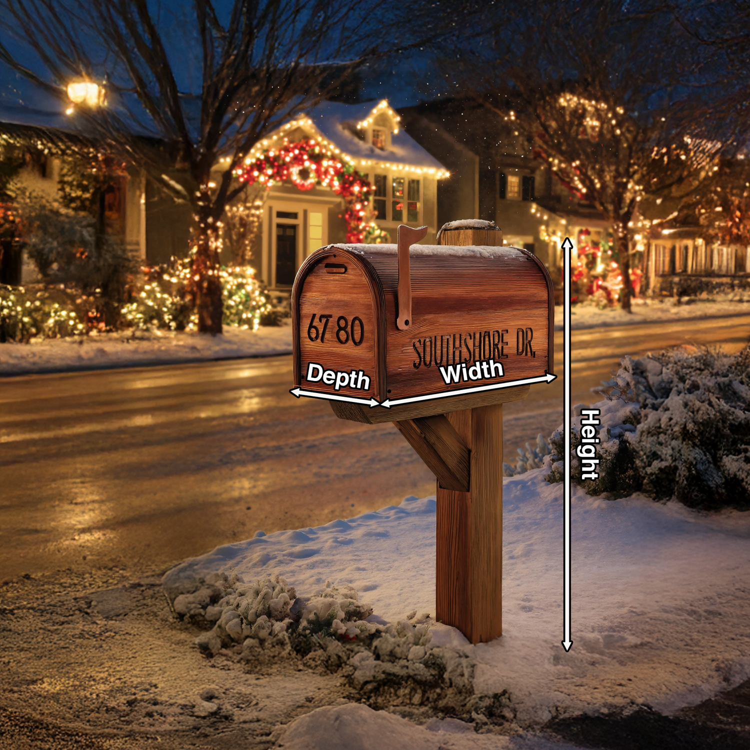 Modern Wooden Sculpture Mailbox For Outdoor Patio Rustic Design