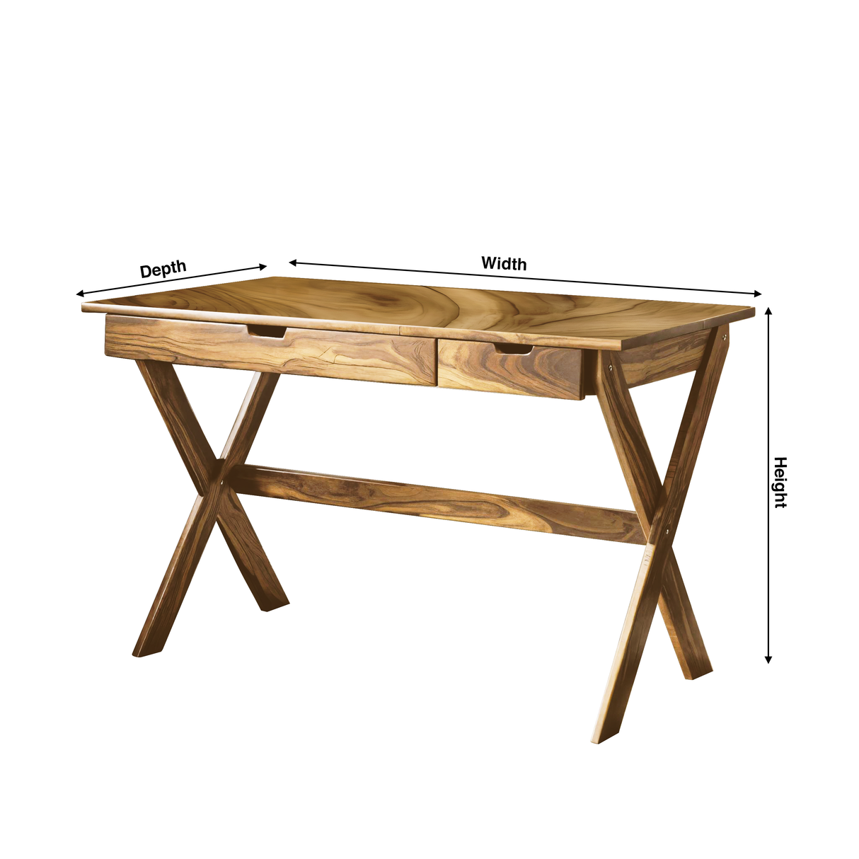 Scandinavian Wooden Desk with X Shaped Legs For Home Office Or Study