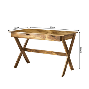Scandinavian Wooden Desk with X Shaped Legs For Home Office Or Study