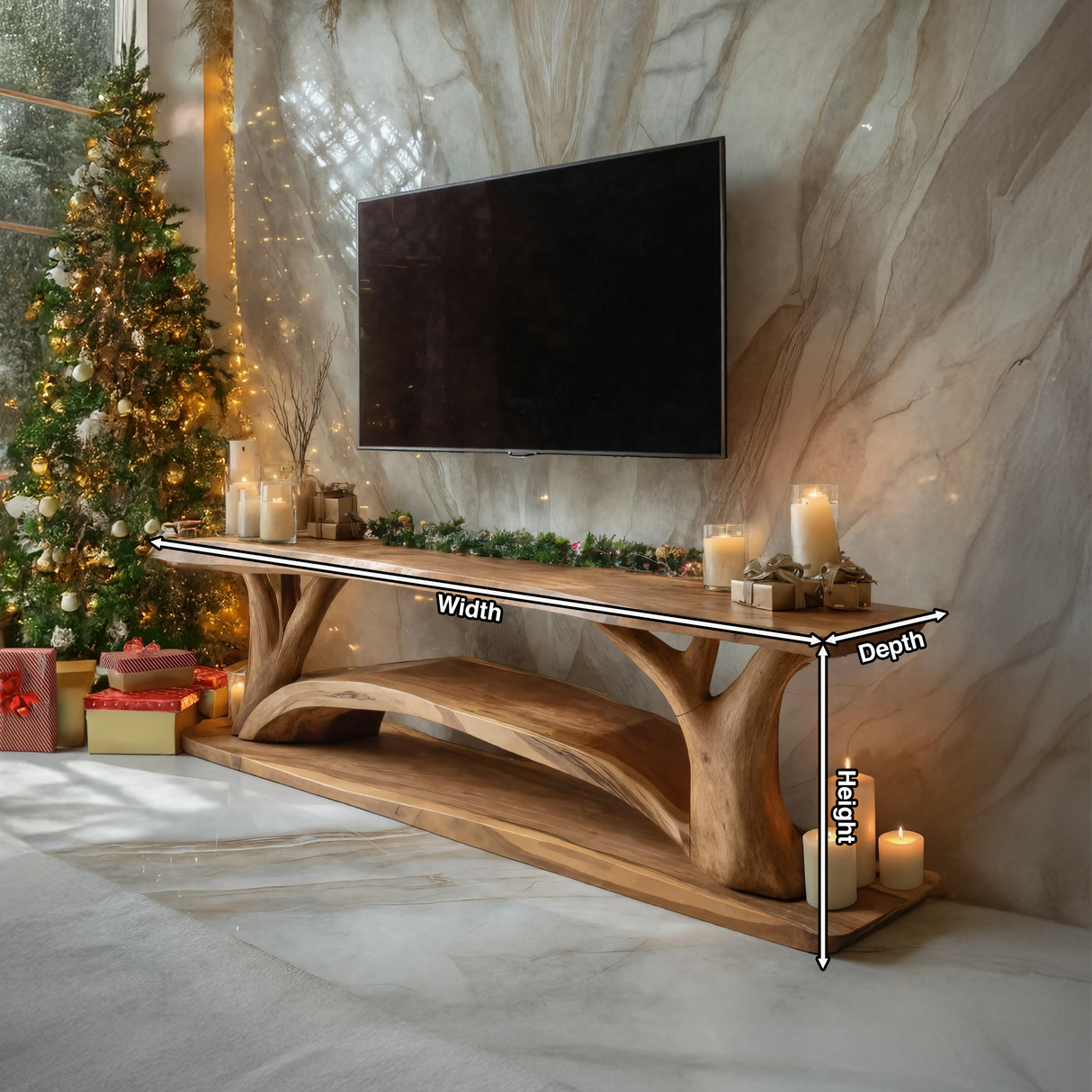 Farmhouse Solid Wood TV Console For Christmas Furniture Design