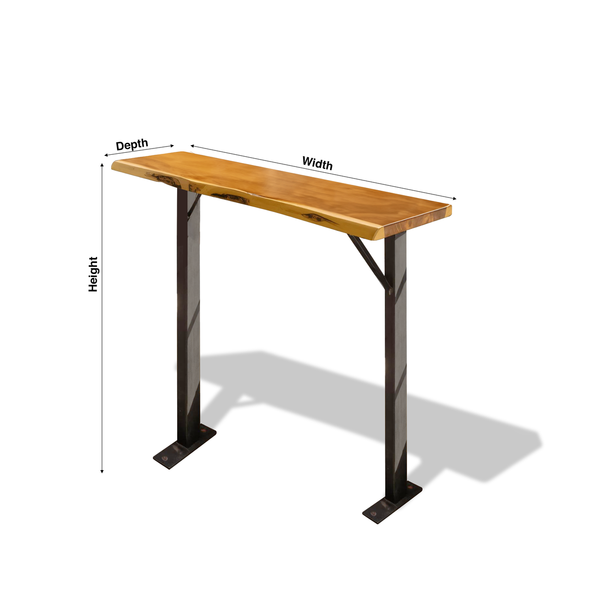 Rustic Live Edge Balcony Bar Table For Rail Mount Patio Or Apartment Deck
