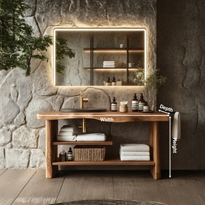 Handcrafted Wooden Storage Vanity For Bathroom Decor