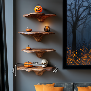 Handcrafted Live Edge Mushroom Shelf For Halloween Entryway