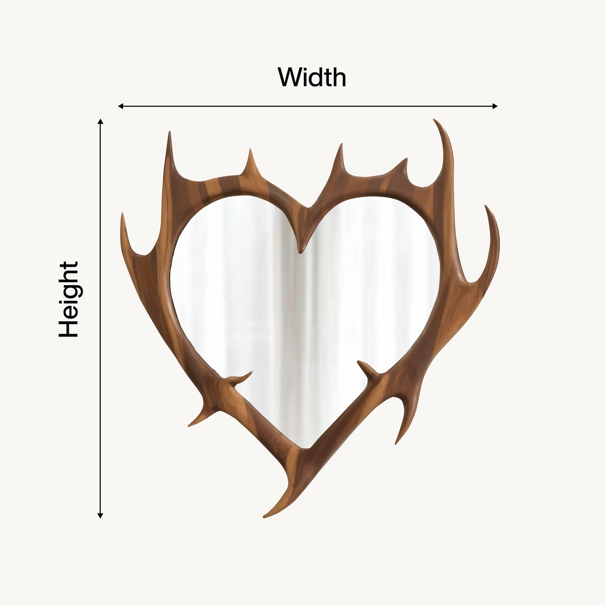 Rustic Antler Heart Wall Mirror For Bedroom And Entryway