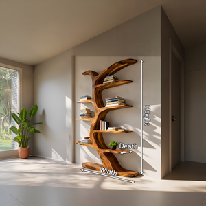Modern Bookshelf Tree Inspired Curved Design For Living Room