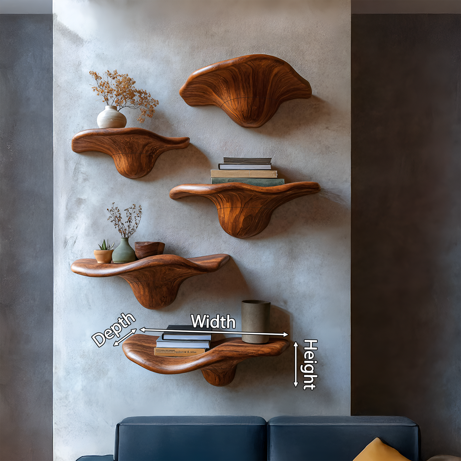Modern Solid Wood Mushroom Shelf For Living Room Display Decor