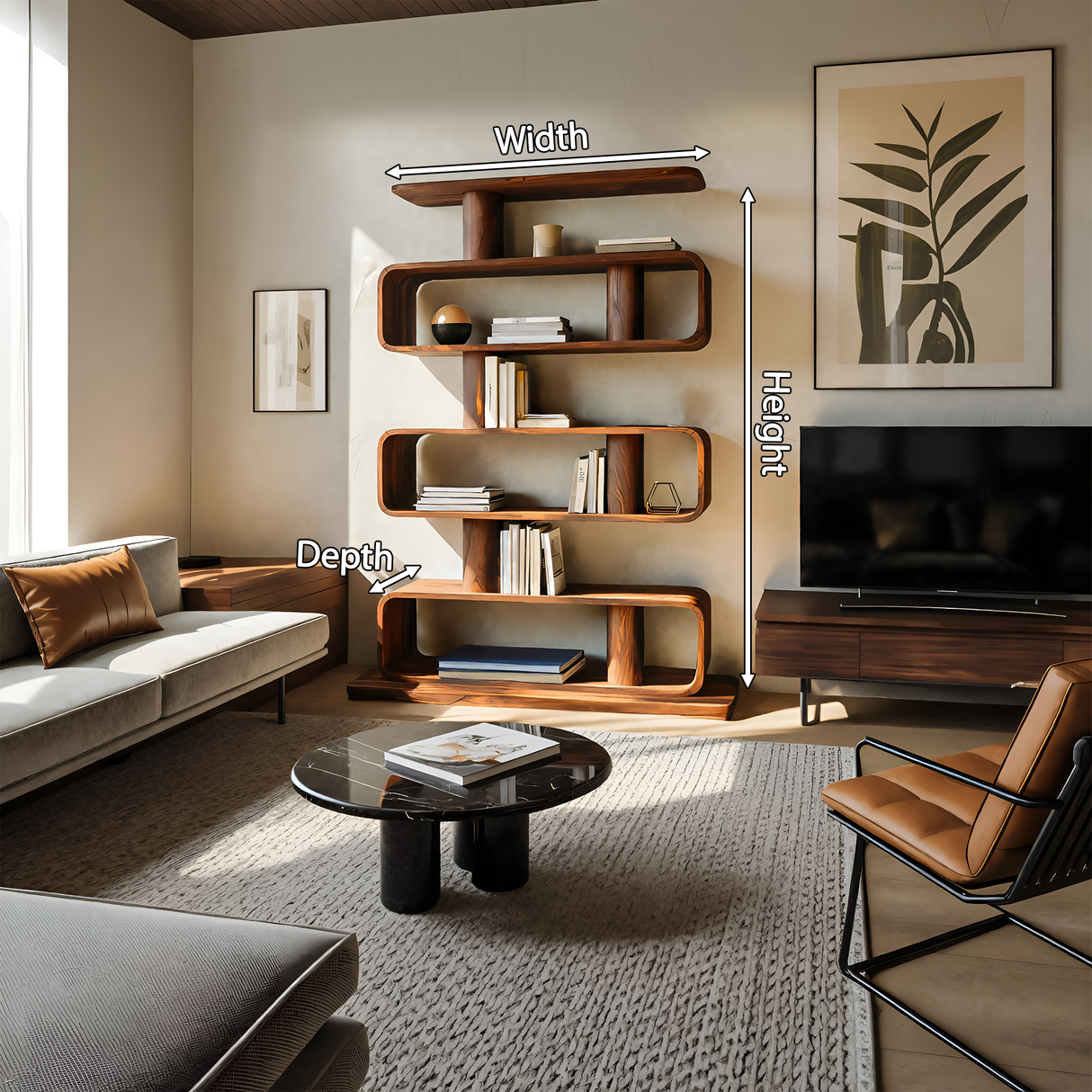 Minimalist Bookshelf With Shelves For Stylish Living Room