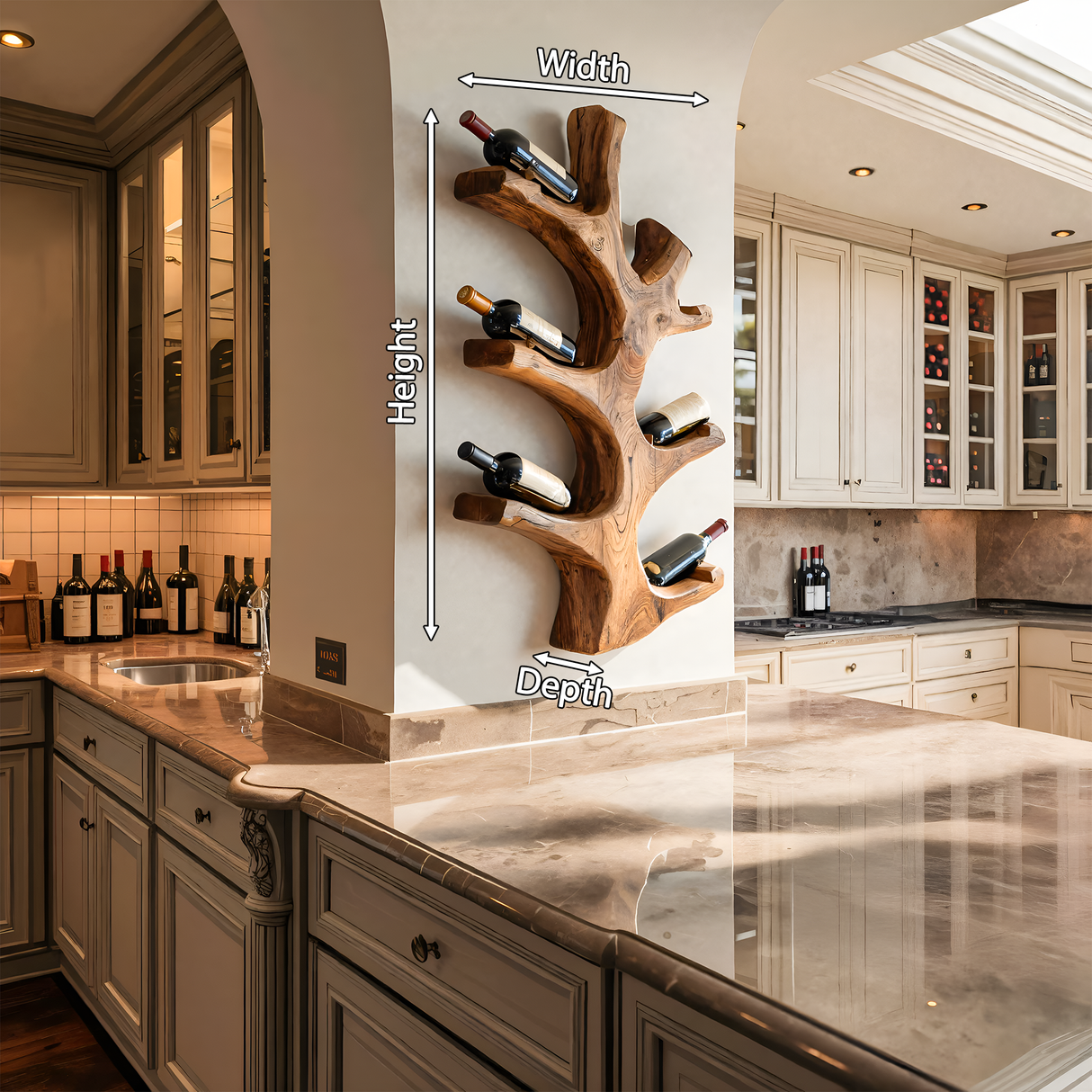 Luxury Wine Rack Wall Sculpture For Kitchen And Living Room