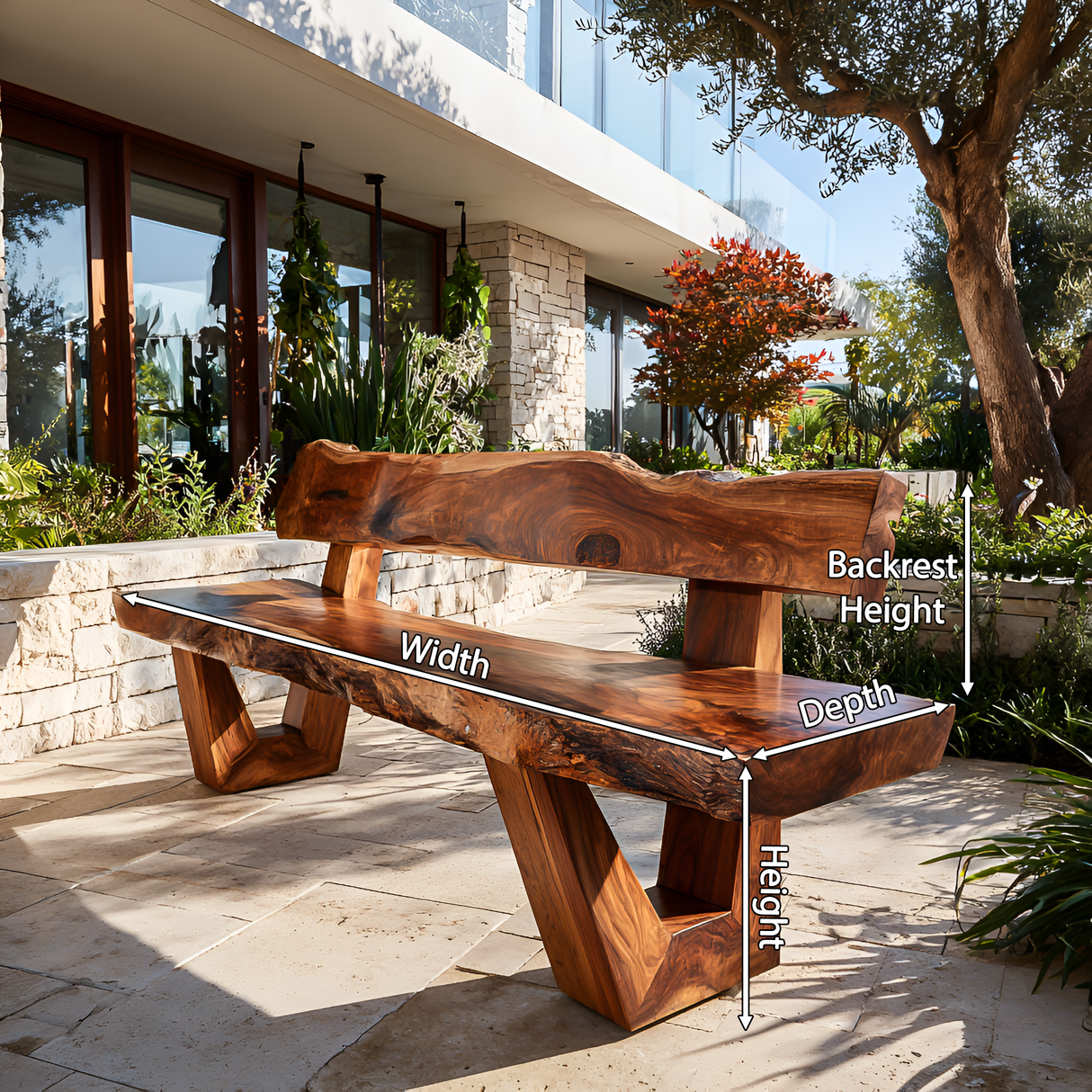 Modern Outdoor Wood Bench For Exterior Seating