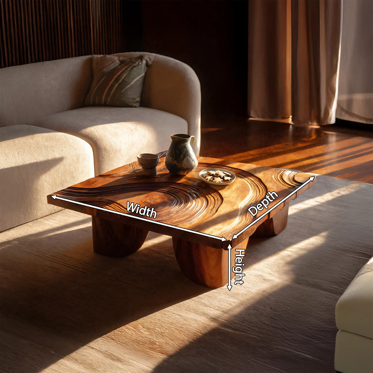 Farmhouse Wooden Live Edge Coffee Table