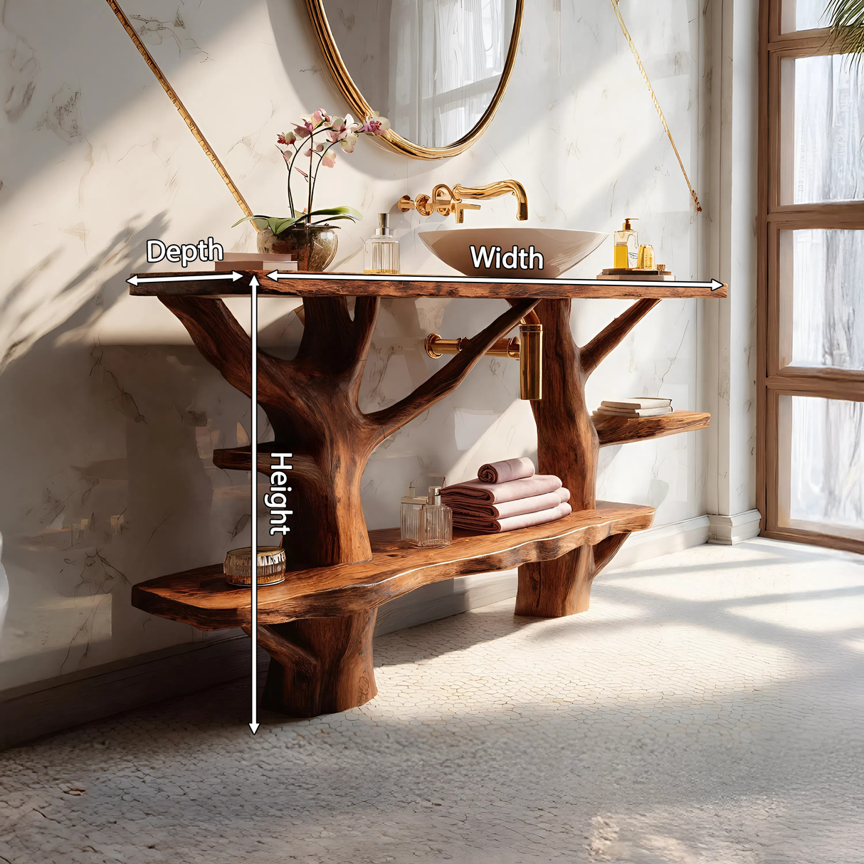 Mid Century Solid Wood Vanity Furniture Decor For Modern Bathroom