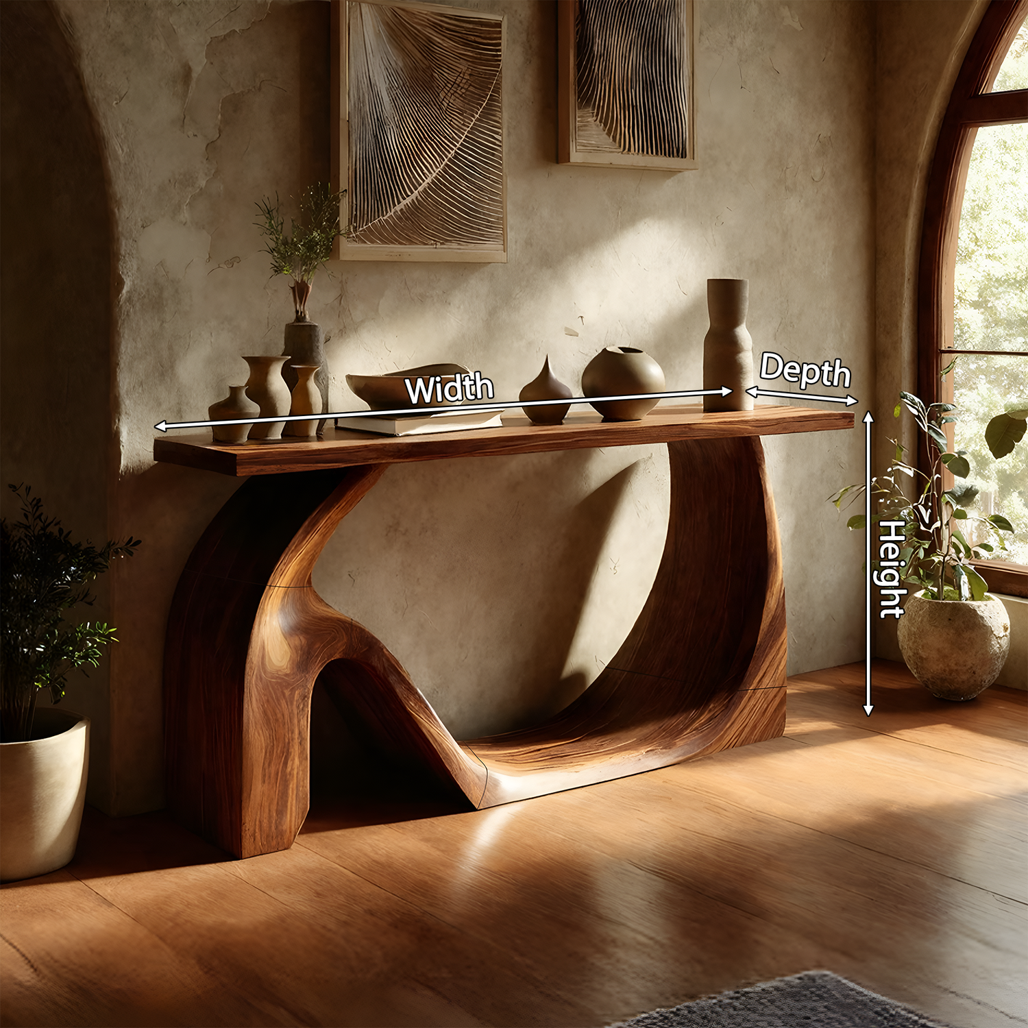 Modern Live Edge Console Table Artistic Solid Wood For Entryway Decor