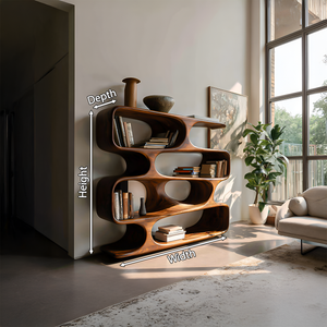 Modern Curved Bookcase For Living Room Decor