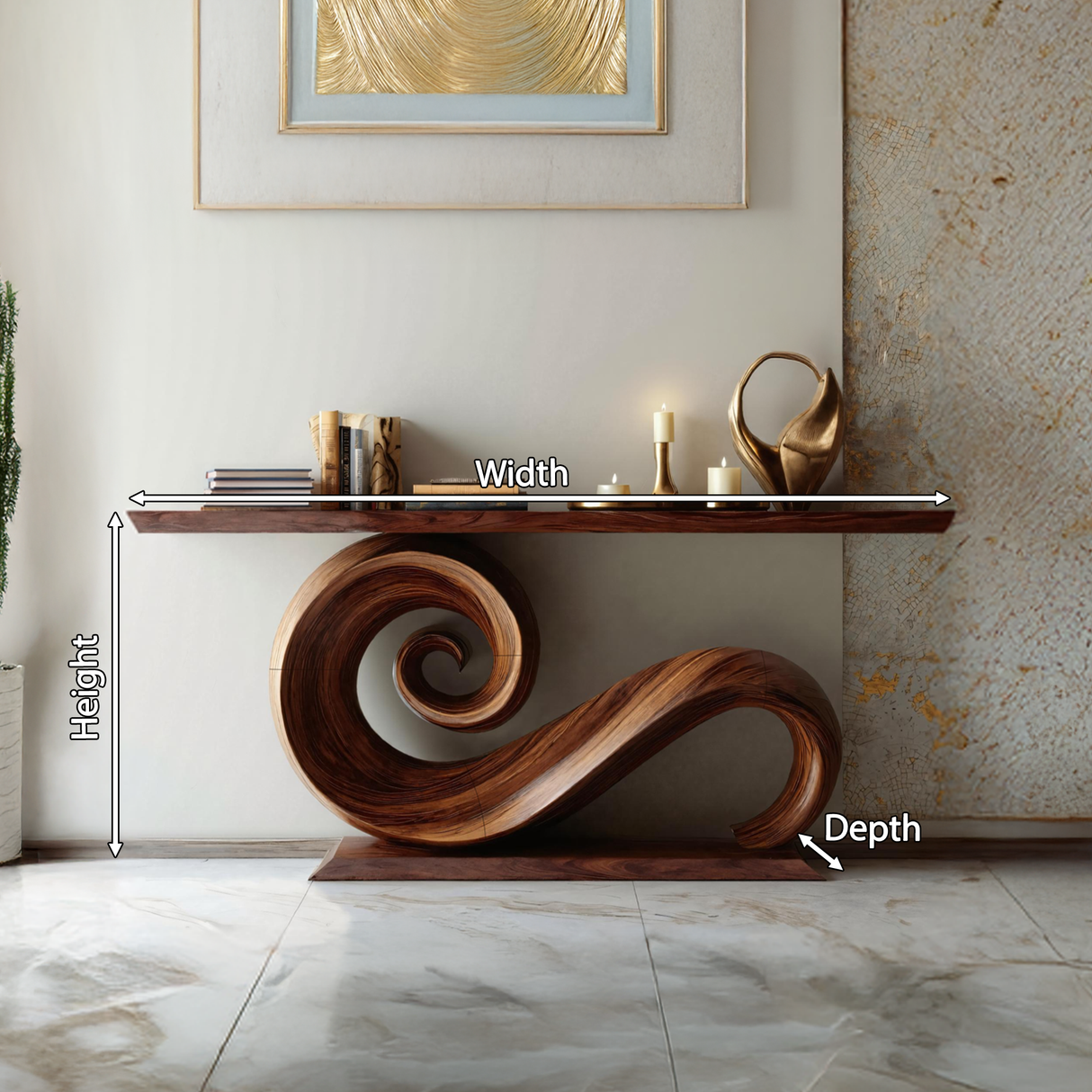 Modern Solid Wood Console Table Organic Live Edge For Entryway Design